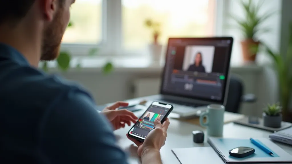 Video redaktors regulē krāsu toni un kontrastu profesionālā mobilo telefonu redaktorā