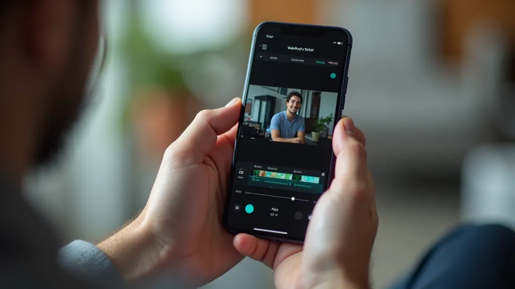 Mobilais telefons rāda video redaktoram ar dažādiem krāsu korekcijas efektiem un filtru opcijām